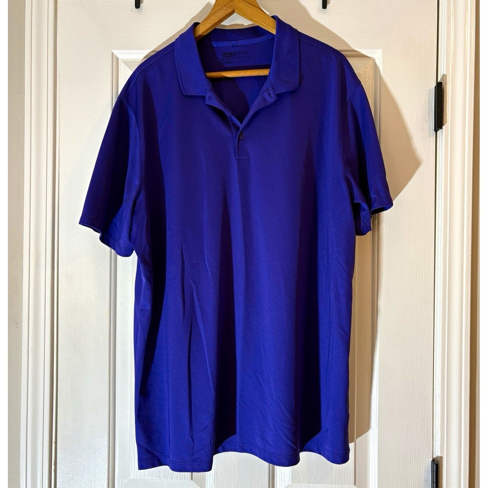 Nike Golf Dri-FIT Mens 2XL Purple Standard Fit Solid Polo Shirt 725518-547
